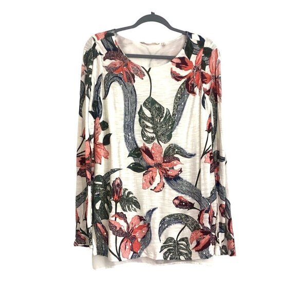 SOFT SURROUNDINGS Floral Top Tunic Sequins Size S - Picture 2 of 11